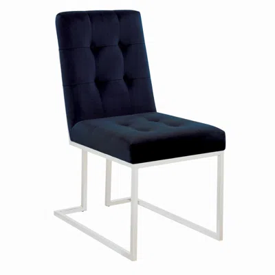 Coaster Co. Of America Cisco Upholstered Dining Chairs Ink Blue And Chrome (set Of 2)