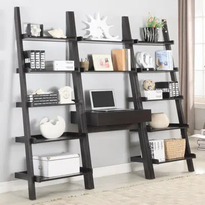 Coaster Co. Of America Colella 3-piece 1-drawer Ladder Desk Set Cappuccino In Black