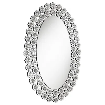 Coaster Co. Of America Colleen Oval Wall Mirror With Faux Crystal Blossoms In Metallic