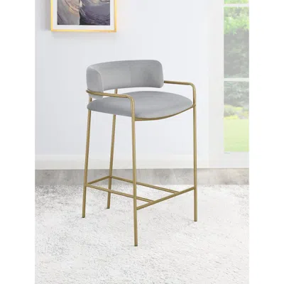Coaster Co. Of America Comstock Upholstered Low Back Stool Grey And Gold In Gray