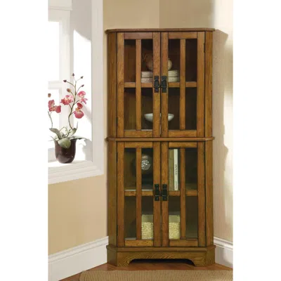 Coaster Co. Of America Coreosis 4-shelf Corner Curio Cabinet Golden Brown