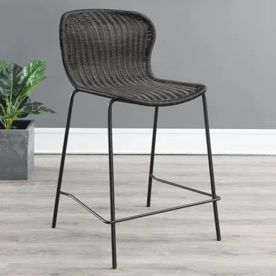 Coaster Co. Of America Counter Height Stools With Footrest (set Of 2) Brown And Sandy Black