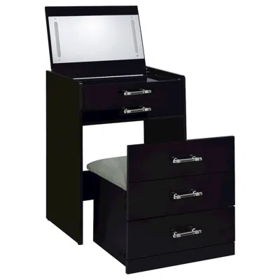 Coaster Co. Of America Danbury 3-drawer Makeup Vanity & Stool Set Black High Gloss