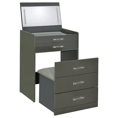Coaster Co. Of America Danbury 3-drawer Makeup Vanity & Stool Set Grey High Gloss