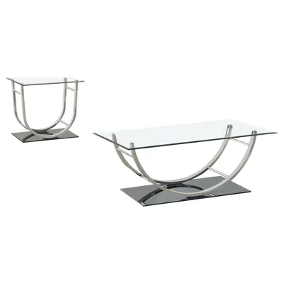Coaster Co. Of America Danville 2-piece Glass Top Coffee And End Table Set Chrome