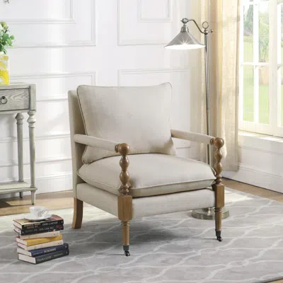 Coaster Co. Of America Dempsy Upholstered Accent Chair With Casters Beige In Neutral
