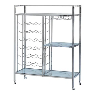 Coaster Co. Of America Derion Glass Shelf Serving Cart With Casters Chrome