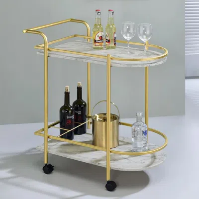 Coaster Co. Of America Desiree 2-tier Bar Cart With Casters Gold