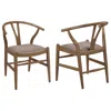 Coaster Co. Of America Dinah Wood Wishbone Dining Side Chair Walnut (set Of 2) In Brown