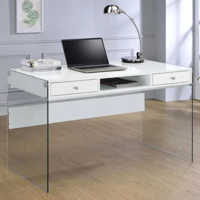 Coaster Co. Of America Dobrev 2-drawer Writing Desk Glossy White And Clear