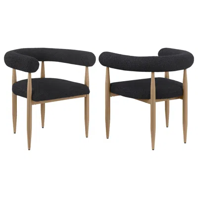 Coaster Co. Of America Dunmore Boucle Upholstered Dining Arm Chair Black (set Of 2)