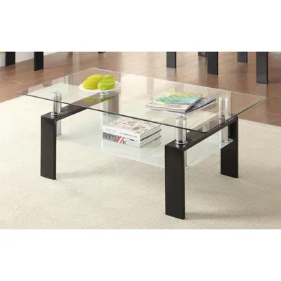 Coaster Co. Of America Dyer Tempered Glass Coffee Table With Shelf Black In Blue