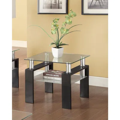 Coaster Co. Of America Dyer Tempered Glass End Table With Shelf Black