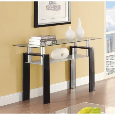 Coaster Co. Of America Dyer Tempered Glass Sofa Table With Shelf Black