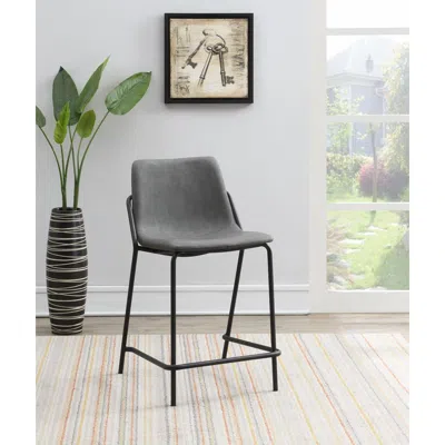 Coaster Co. Of America Earnest Solid Back Upholstered Counter Height Stools Grey And Black (set Of 2) In Gray