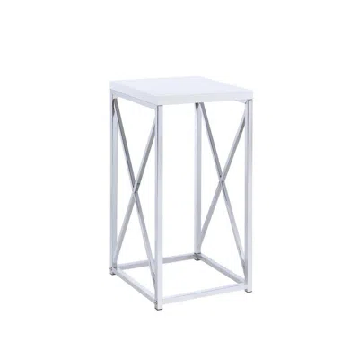 Coaster Co. Of America Edmund Accent Table With X-cross Glossy White And Chrome In Neutral