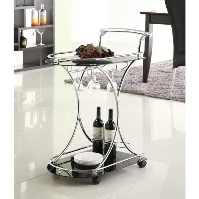 Coaster Co. Of America Elfman 2-shelve Serving Cart Chrome And Black