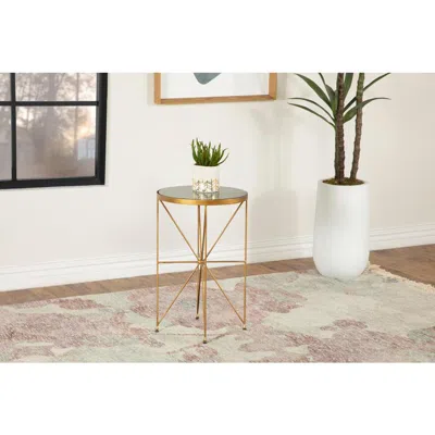 Coaster Co. Of America Eliska Round Accent Table With Marble Top Green And Antique Gold