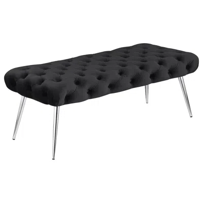 Coaster Co. Of America Ella Upholstered Tufted Bench Stainless Steel Legs Black