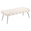 Coaster Co. Of America Ella Upholstered Tufted Bench Stainless Steel Legs Ivory In White