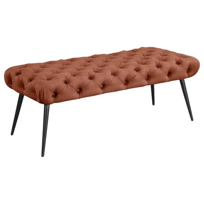 Coaster Co. Of America Ella Upholstered Tufted Bench Stainless Steel Legs Rust