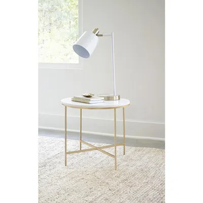 Coaster Co. Of America Ellison Round X-cross End Table White And Gold In Blue