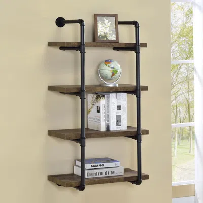 Coaster Co. Of America Elmcrest 24-inch Wall Shelf Black And Rustic Oak In Brown