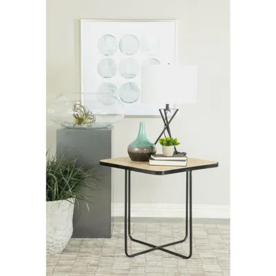 Coaster Co. Of America Elyna Square Accent Table Travertine And Black