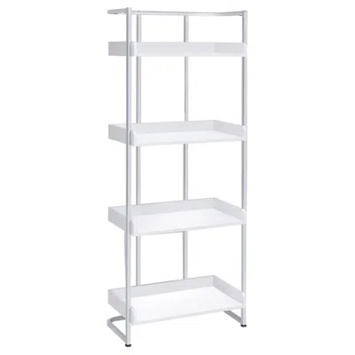 Coaster Co. Of America Ember 4-shelf Bookcase White High Gloss And Chrome