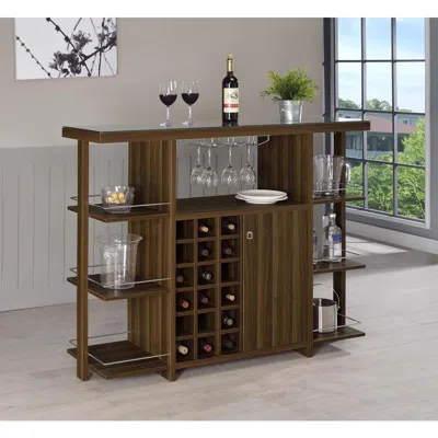 Coaster Co. Of America Evelio Bar Unit With Wine Bottle Storage Walnut In Brown