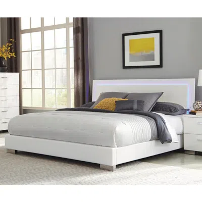 Coaster Co. Of America Felicity Queen Panel Bed With Led Lighting Glossy White