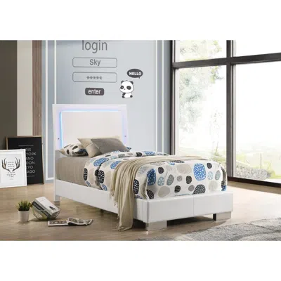 Coaster Co. Of America Felicity Twin Panel Bed With Led Lighting Glossy White