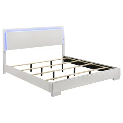 Coaster Co. Of America Felicity Wood Eastern King Led Panel Bed White High Gloss