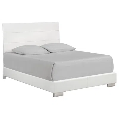 Coaster Co. Of America Felicity Wood Eastern King Panel Bed White High Gloss