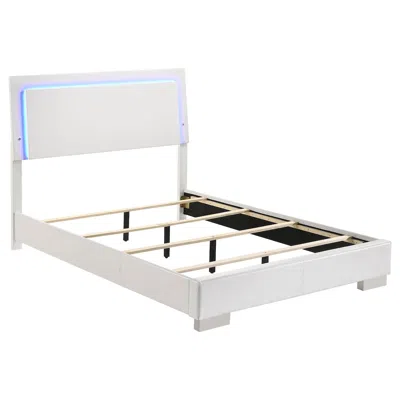Coaster Co. Of America Felicity Wood Full Led Panel Bed White High Gloss