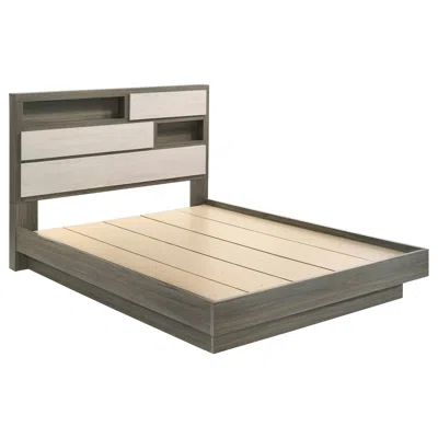 Coaster Co. Of America Fenwick Queen Bed Bookcase Headboard Grey Oak In Brown