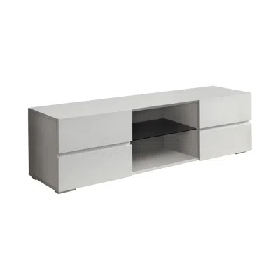 Coaster Co. Of America Galvin 4-drawer Tv Console Glossy White In Gray