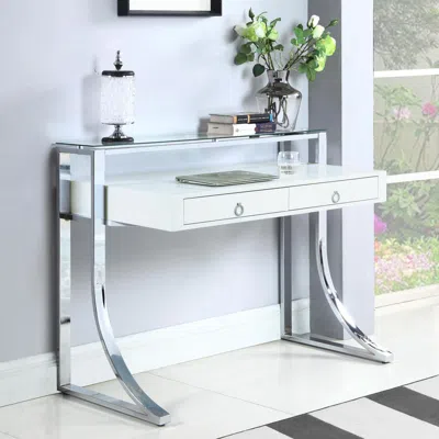 Coaster Co. Of America Gemma 2-drawer Writing Desk Glossy White And Chrome