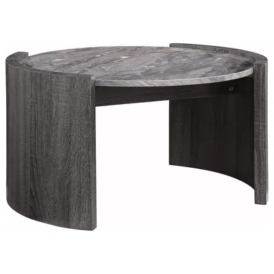 Coaster Co. Of America Gladstone Round Faux Marble Top Coffee Table Distressed Grey