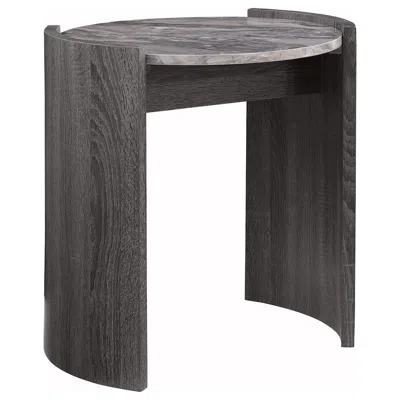 Coaster Co. Of America Gladstone Round Faux Marble Top End Table Distressed Grey