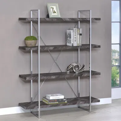 Coaster Co. Of America Grimma 4-shelf Bookcase Rustic Grey Herringbone In Blue