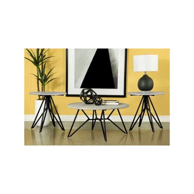 Coaster Co. Of America Hadi 3-piece Round Smarttop Coffee And End Table Set Cement
