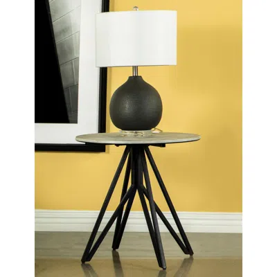 Coaster Co. Of America Hadi Round End Table With Hairpin Legs Cement And Metal In Black