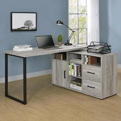 Coaster Co. Of America Hertford L-shape Office Desk With Storage Grey Driftwood