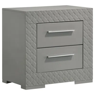 Coaster Co. Of America Ives 2-drawer Nightstand Bedside Table Grey High Gloss