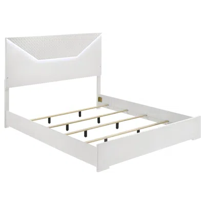 Coaster Co. Of America Ives Queen Panel Bed Led Headboard White High Gloss