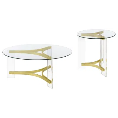 Coaster Co. Of America Janessa 2-piece Acrylic Coffee And End Table Set Matte Brass