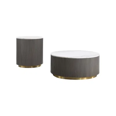 Coaster Co. Of America Jason 2-piece Round Marble Coffee And End Table Set White