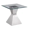 Coaster Co. Of America Jenny Glass Top Stainless Steel Side End Table Chrome In White
