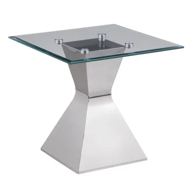 Coaster Co. Of America Jenny Glass Top Stainless Steel Side End Table Chrome